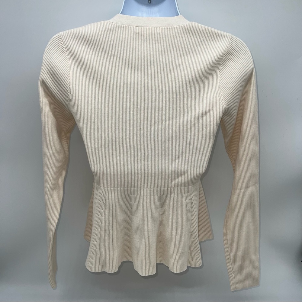 Club Monaco Cream Ribbed V-Neck Blouse - Picture 5 of 10